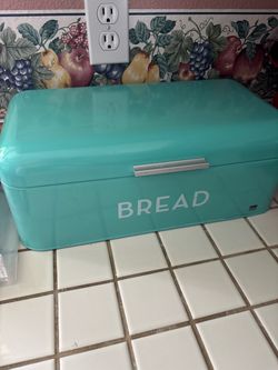 Turquoise Metal Bread Box