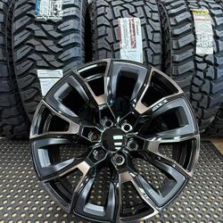 20" RPK GMC SIERRA BLACK/SATIN BLACK INSERTS 6X139 CHEVY GMC ALL 4 WHEELS