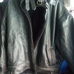 Brand New Super Super Heavy Leather Jacket With Hood Exceptional Style Comes With Gloves Never Worn
