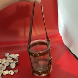 Hanging Glass Container Leather 