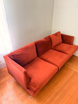 AllModern Miller 84” Rust Velvet Sofa – $600