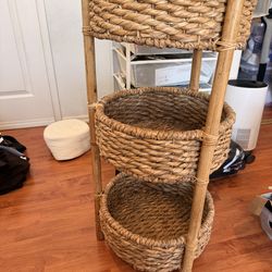 World Market Rattan 3 Tier Storage Tower