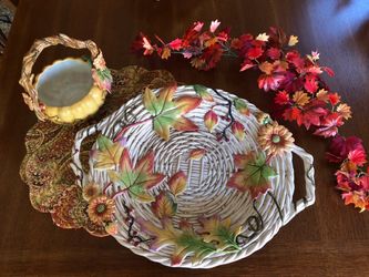 Fitz and Floyd Classics Harvest Heritage Serving Tray and Basket