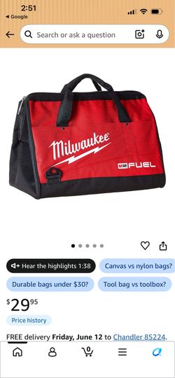 Milwaukee m18 contractor bag 16”$25