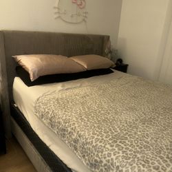 Grey Queen Bed Frame 