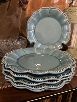 Pioneer Woman “Paige” Blue Dinner Plates 6pc