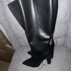 Black Faux Leather Boots 