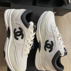 Authentic New CHANEL Velvet Calfskin Mixed Fibers CC Sneakers