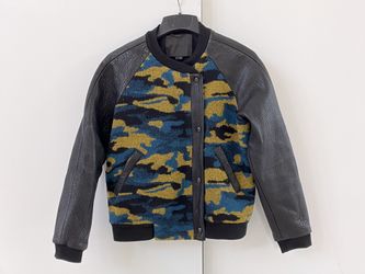 Gryphon Camouflage Leather Varsity Leather Jacket L Large Size Women 