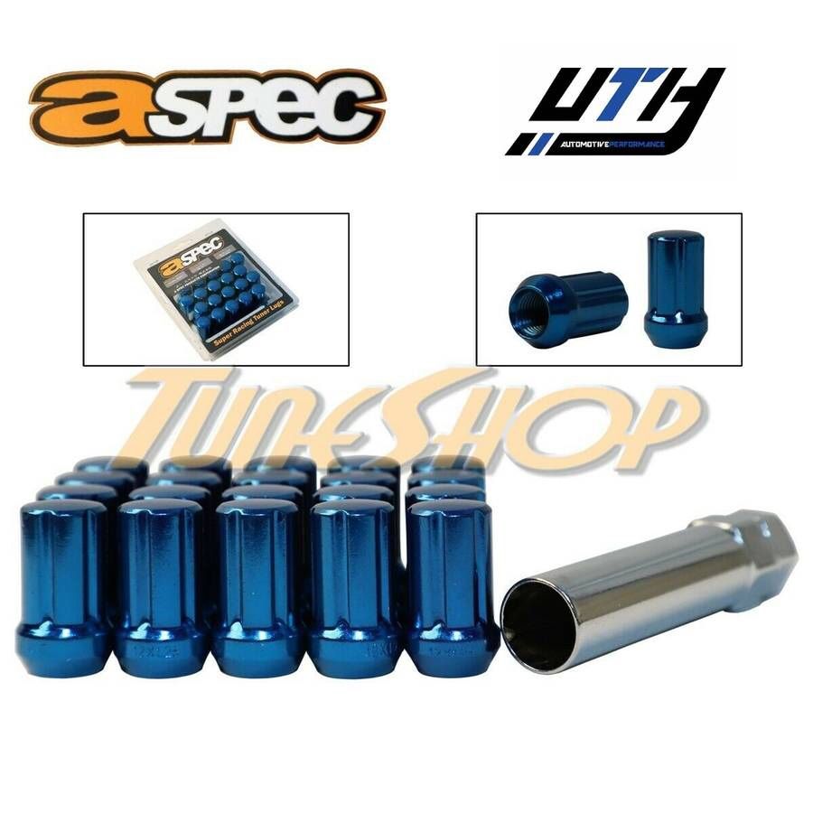 ASPEC SPLINE TUNER LOCK LUG NUTS 12X1.25 ACORN CLOSE END BLUE