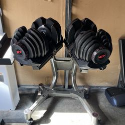 Dumbbell Adjustable Weights BowFlex With Stand 10-90lb