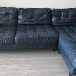 Navy Blue Leather Sofa 