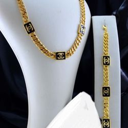 Jewellery Set Stainless Steel Plated Gold