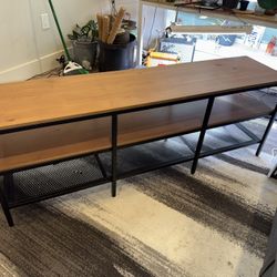 Modern Wood + Metal TV Stand w/ Open Shelving