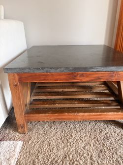 Set of 2 Solid Wood Coffee/Side Tables with Granite Tops