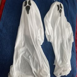 TWO 34 INCH STYROFOAM & CLOTH HALLOWEEN GHOSTS 

