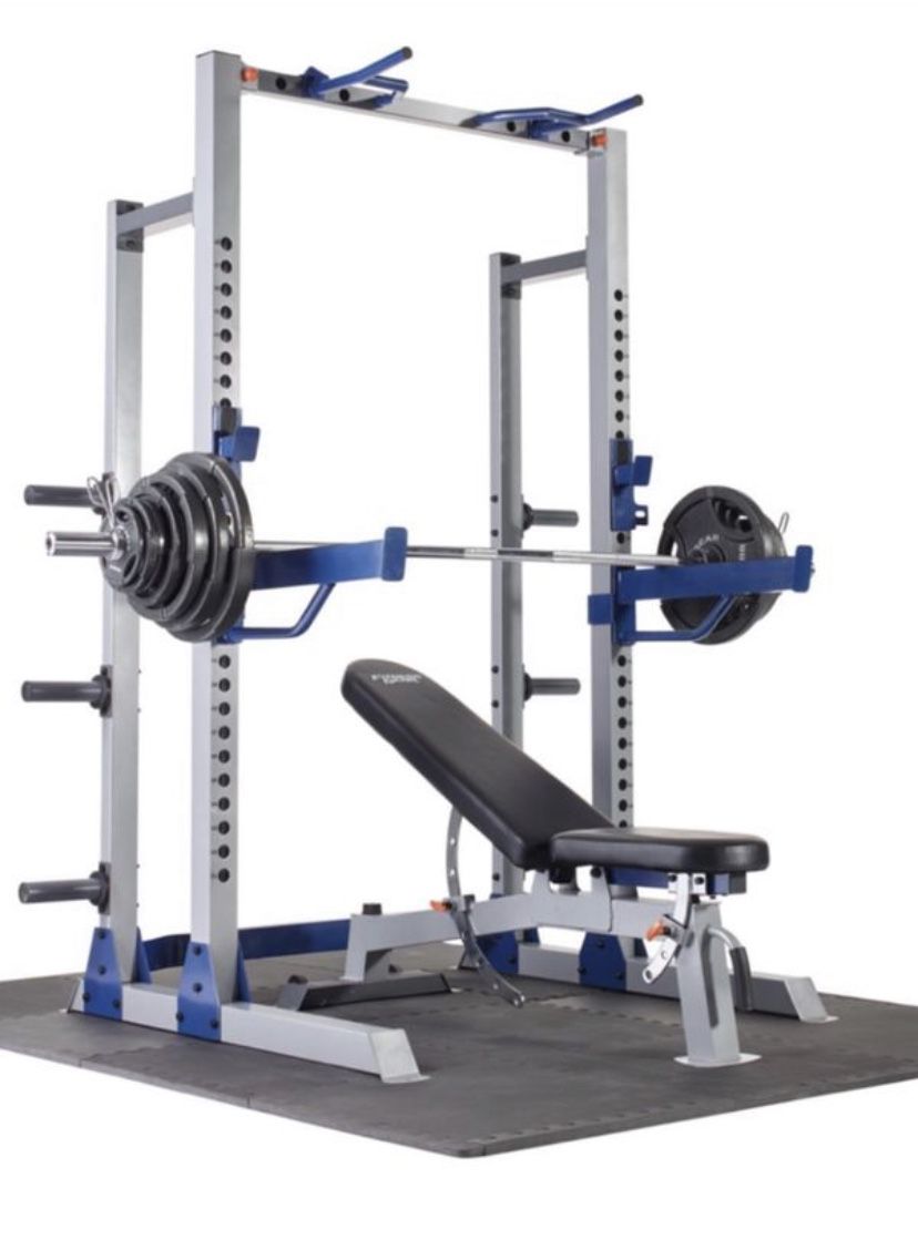 🤩🤩🤩Brand New!!! Fitness Gear Pro Half Rack With Bench & 300lbs set 🤩🤩🤩🤩