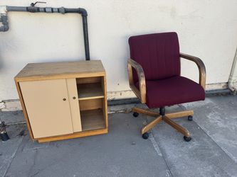 small cabinet and office chair