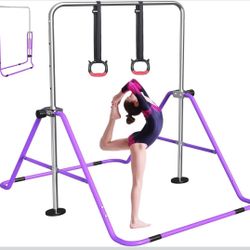 FBSPORT Kids Gymnastics Bar with Rings Adjustable Height Horizontal Bar, Folding Bar - NEW in Box
