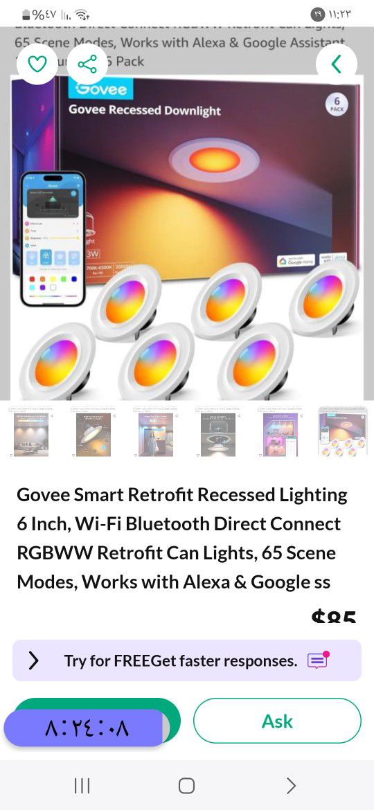 .Govee Smart Retrofit Recessed Lighting 6 Inch, Wi-Fi Bluetooth Direct Connect RGBWW Retrofit Can Lights, 65 Scene Modes, Works with Alexa & Google As