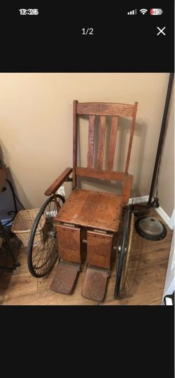 Antique solid wood wheelchair