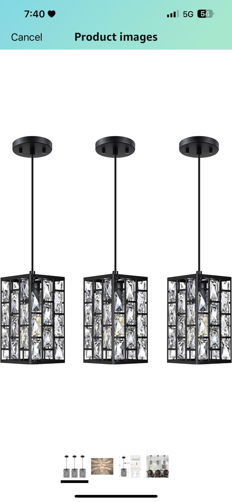 3 Pack Of Light Hanging Modern Kitchen Island Square Crystal Pendant Light