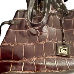 Vintage Dooney and Burke EUC Crocodile Embossed Double Handle Shoulder/Tote
