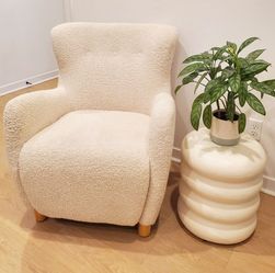 Boho Wingback Accent Armchair - Cream Shearling