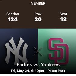 2 Tickets Padres Vs Yankees FRONT ROW section 124