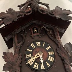 Antique German Cuckoo Clock With Weights 