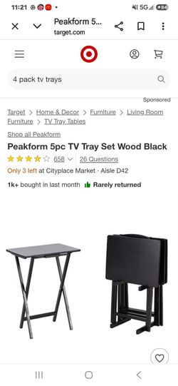 4 tv trays with carrying rack