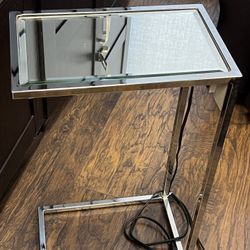 Side Mirror Table With Cord Plug In