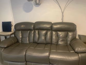 Grey Learher Reclining electric Sofa (on both sides)