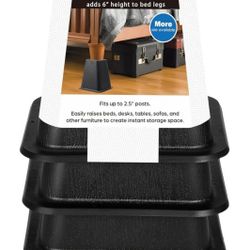 Heavy Duty Furniture Risers fits 2½" Post Black, 6" 1,000 lb Capacity 4Pk