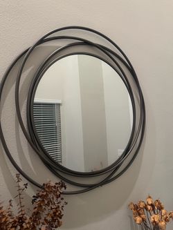 Large 42” Modern Round Metal Wall Mirror