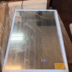 EXBRITE Mirora 24-in x 32-in Lighted LED Fog Free Surface/ Recessed Mount Silvery Gray Mirrored Rectangle Soft Close Medicine Cabinet with Outlet (it’