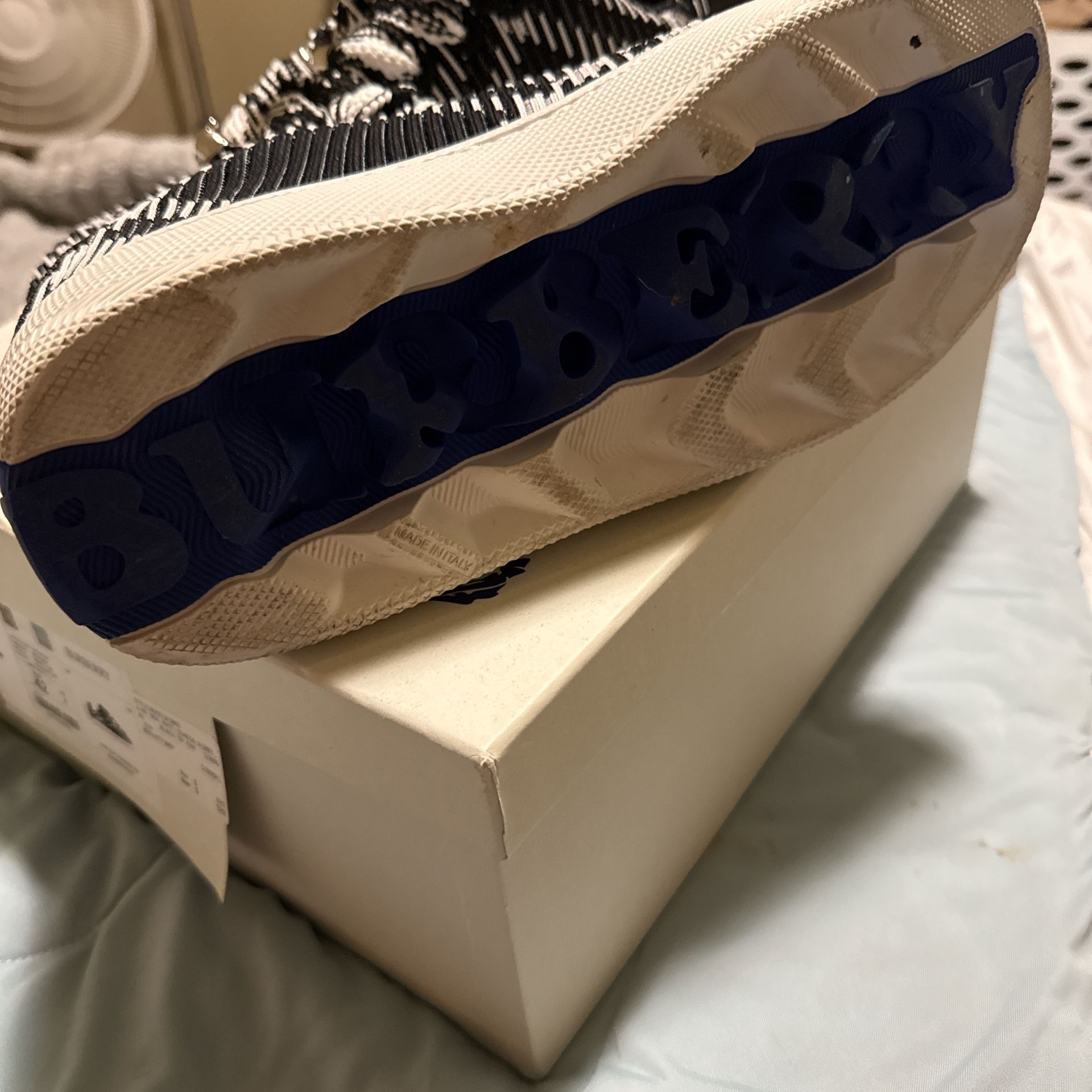 Black and white Burberry check Knit Box Sneakers