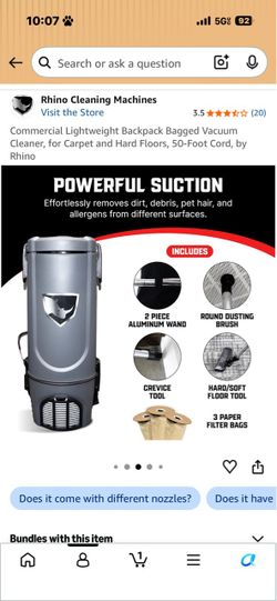 Rhino Commercial Backpack Vacuum Cleaner