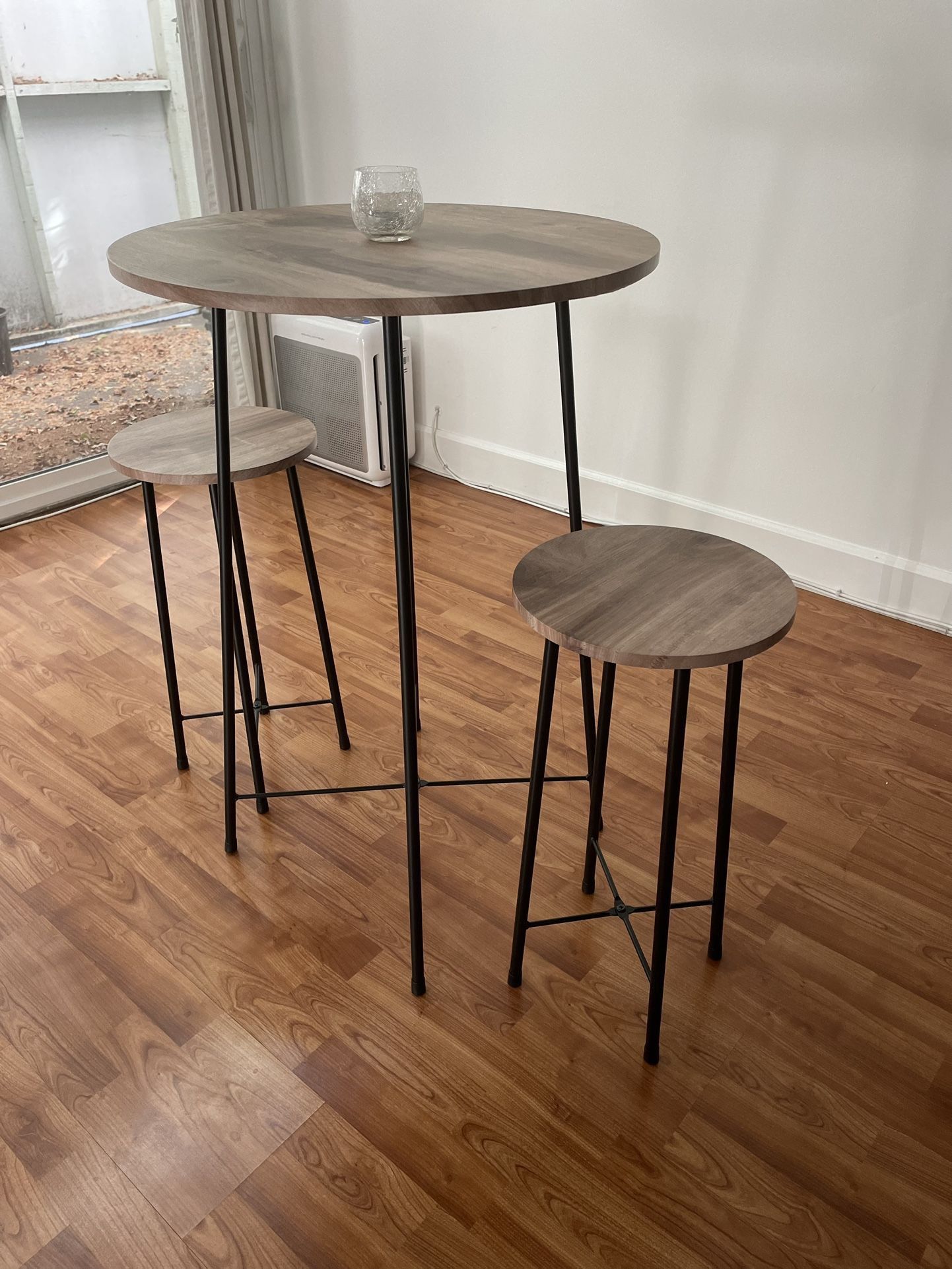 BRAND NEW: Wood High-top Table & Stools