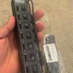 USB Hub, 7 Port USB 2.0 Hub LED Portable High-Speed Compatible for iMac Pro, MacBook Air, Mac Mini/Pro, Surface Pro, PC and Laptop  Pick up or fast 2 