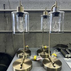 RACHEL ZOE GLASS TABLE LAMP DESK LAMPS w/ BUILT IN USB PORT