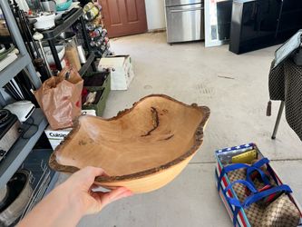 Handmade large wooden serving bowl