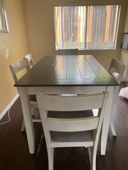 Dining table with six chairs