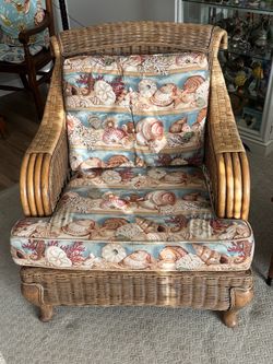 Large Rattan and Wicker Arm Chair