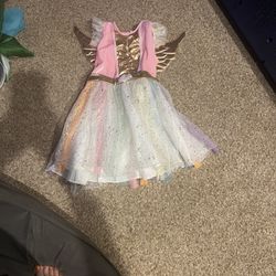 Pony Unicorn Princess Costume Girls Med Rainbow Dress w wings 