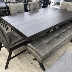 New Brown Dining Table With 4 Chairs And Bench