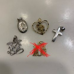 Four 14k Solid Yellow And White Gold Pendant / Charm Lot