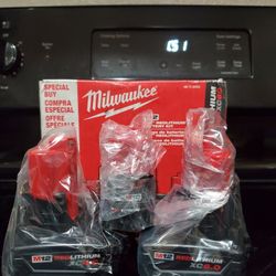 Milwaukee M12 3 Pack Batteries Brand New 2AH, 4AH, 6AH 