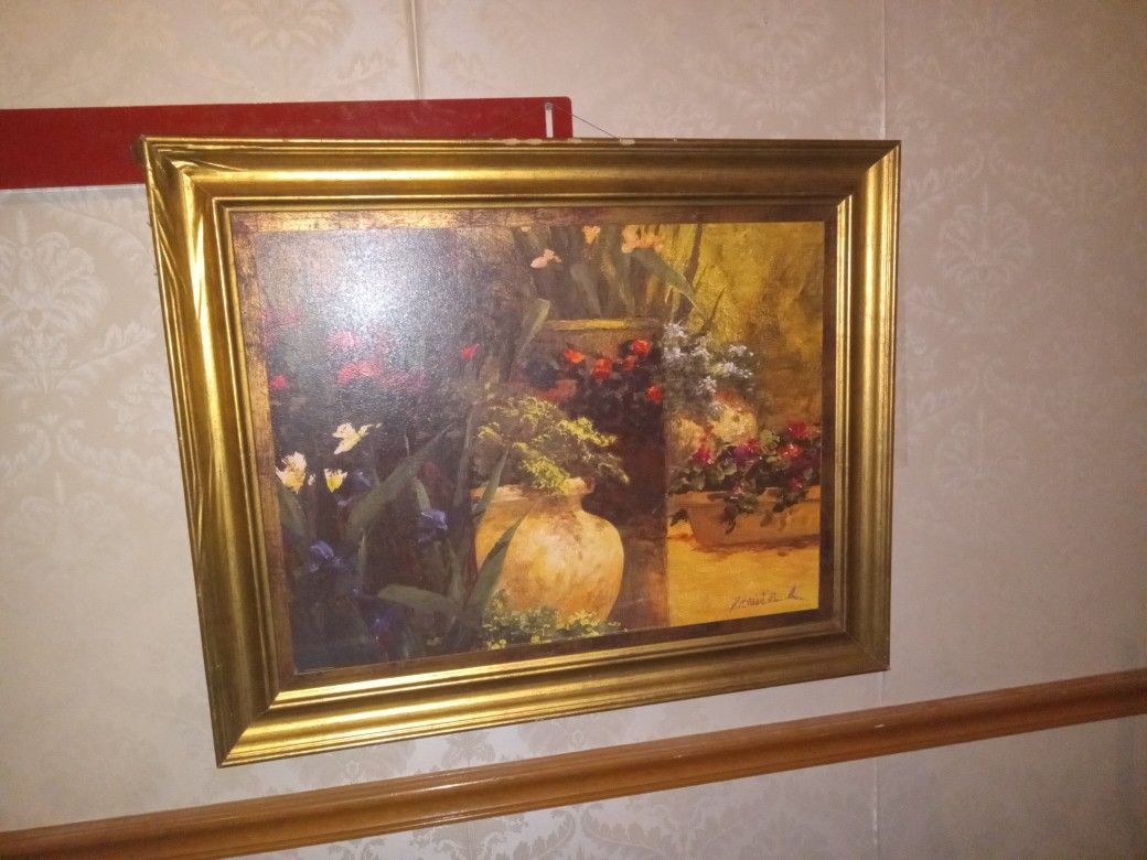  flower pots right by art fronckowiak on canvas framed
