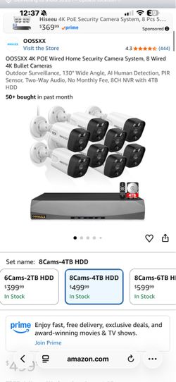 OOSSXX 4K POE Wired Security Camera System